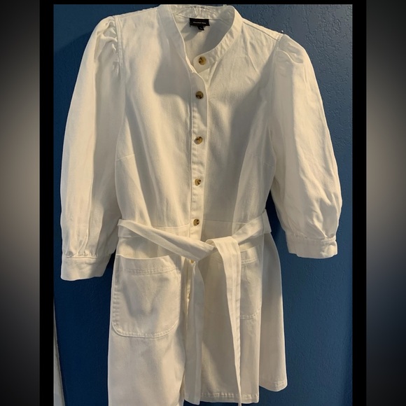 Who What Wear Dresses & Skirts - Who What Wear White Denim Button Down Dress Size Large